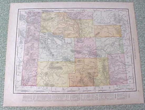 Map Utah Wyoming 1912 Antique