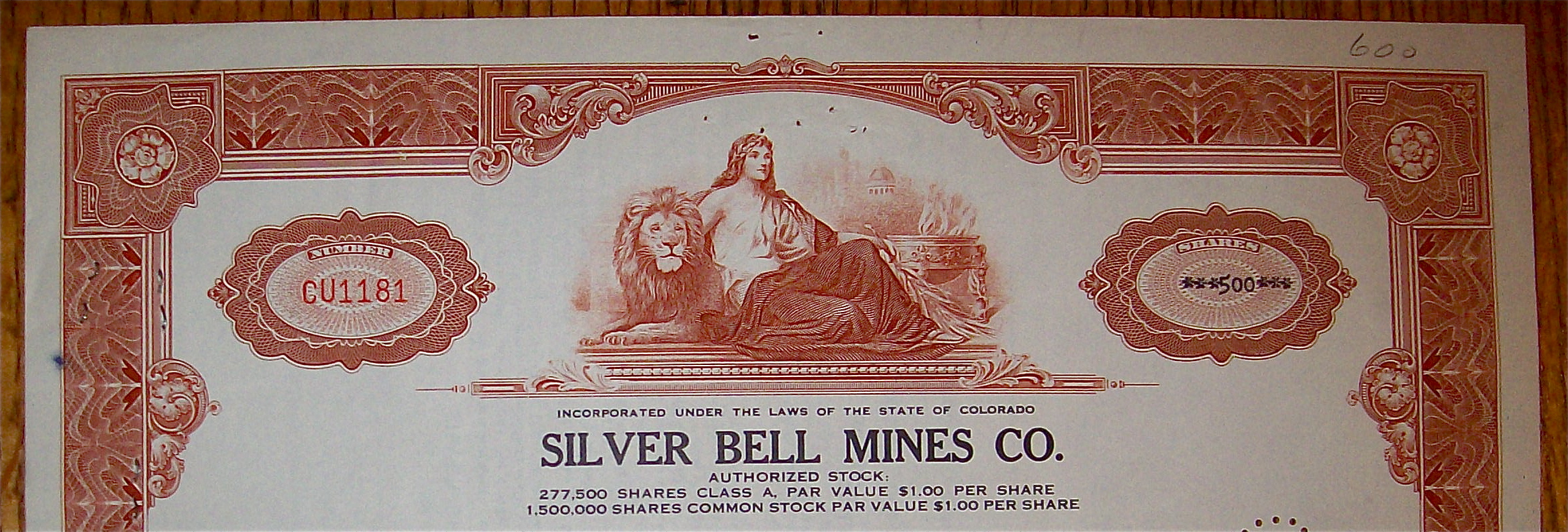 1956 Silver Bell Mines Company Stock Certificate