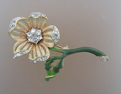 NOLAN MILLER Enamel and Crystal Flower brooch
