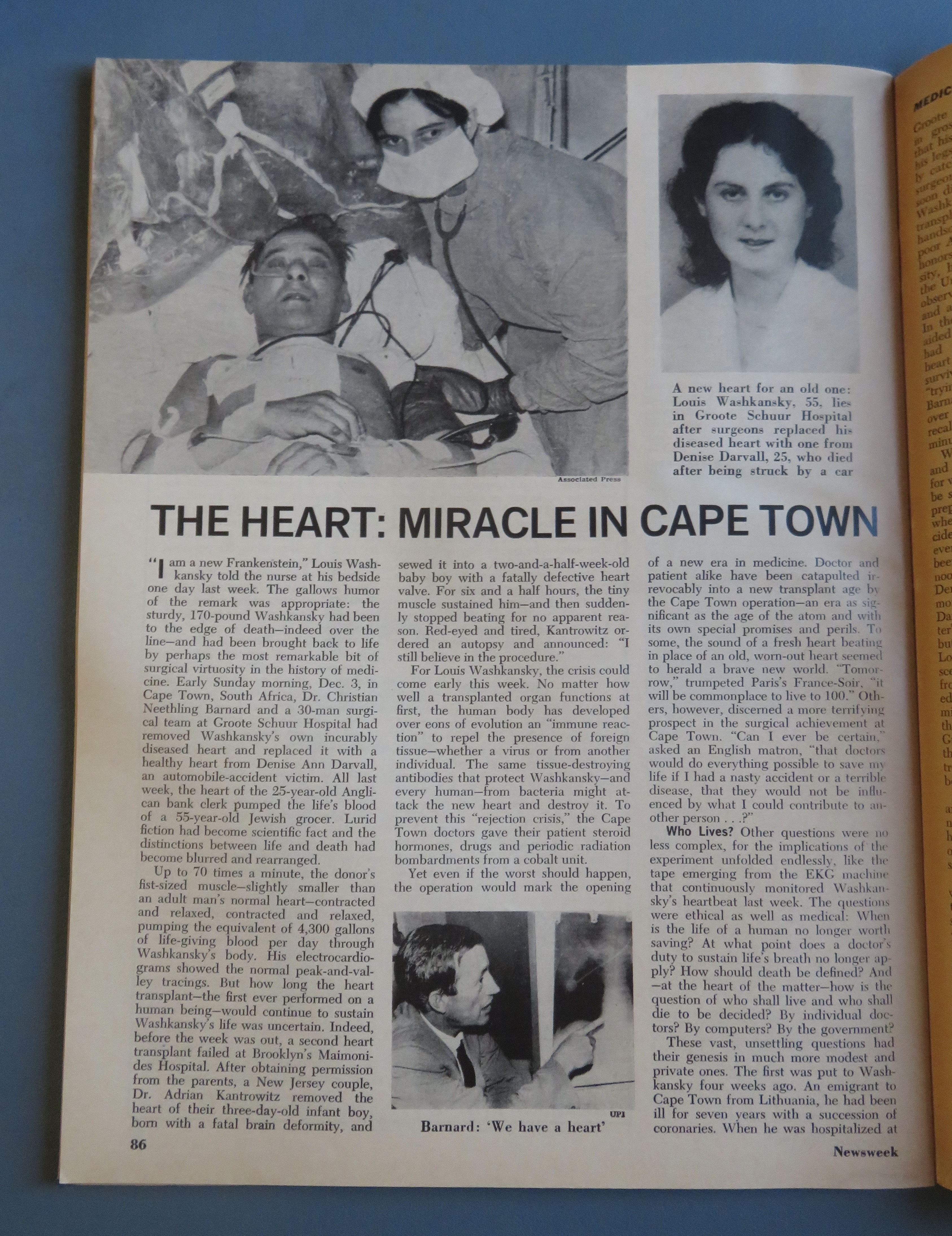 Newsweek Magazine December 18, 1967 Transplant Surgery