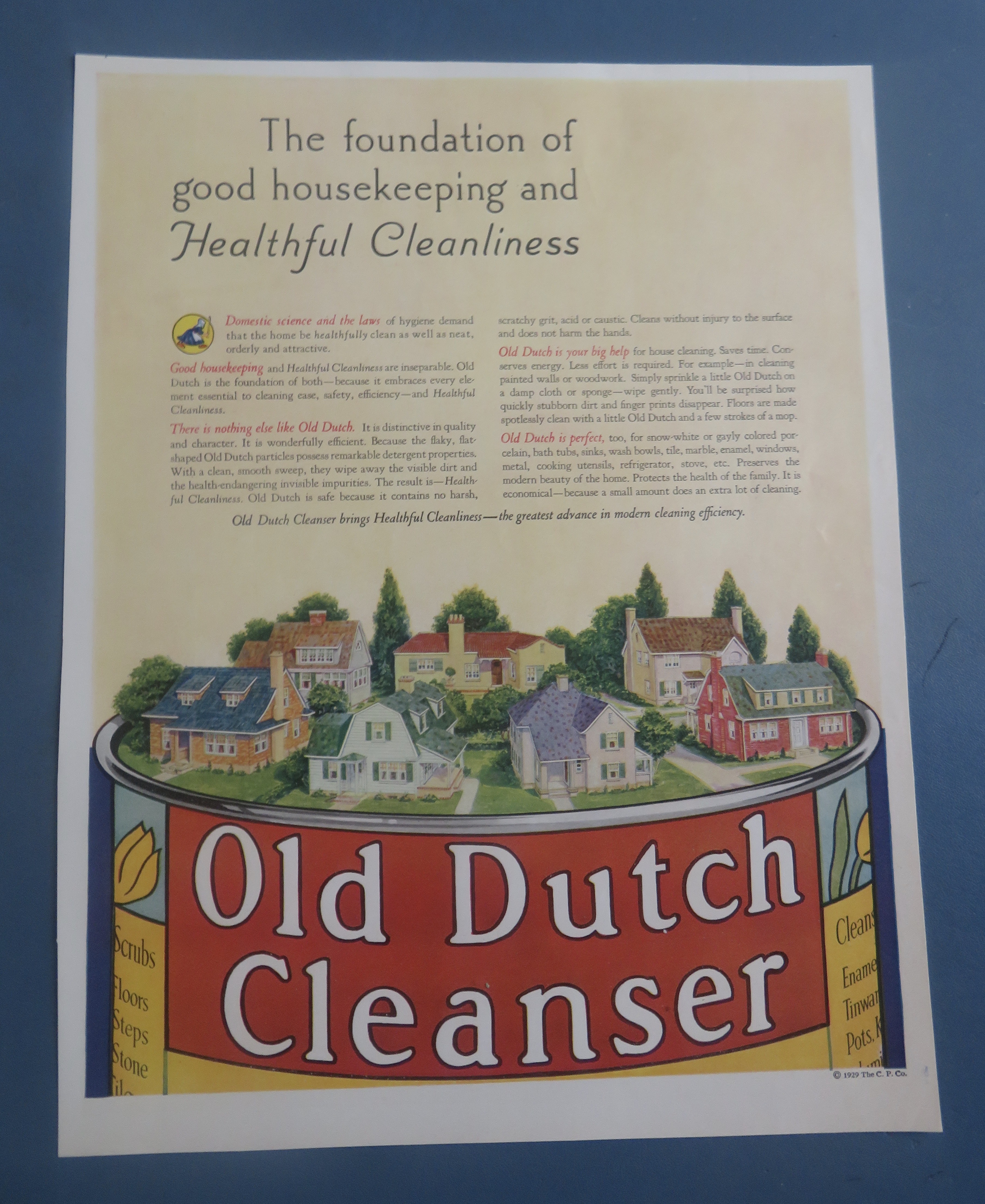 1929 Old Dutch Cleanser with Houses On Top Of Can