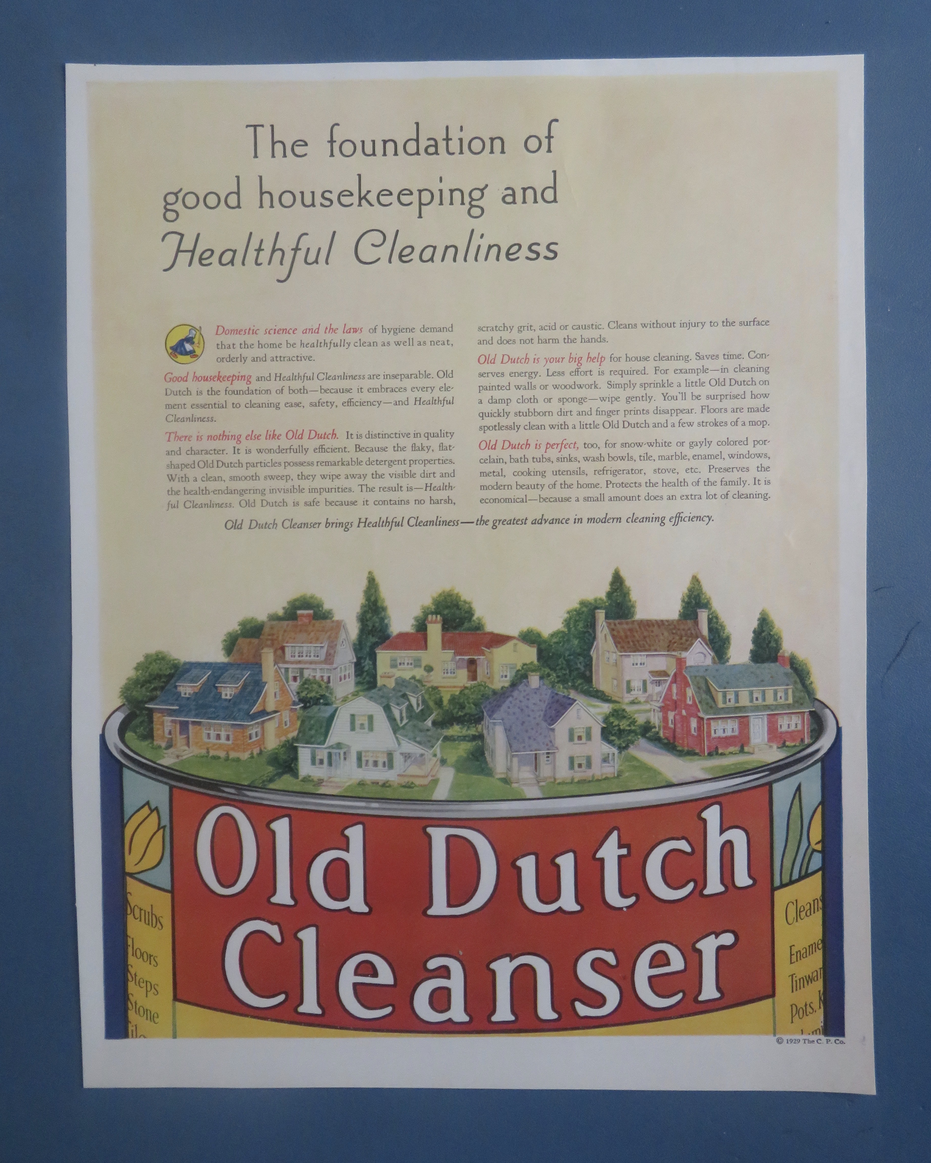 1929 Old Dutch Cleanser with Houses On Top Of Can