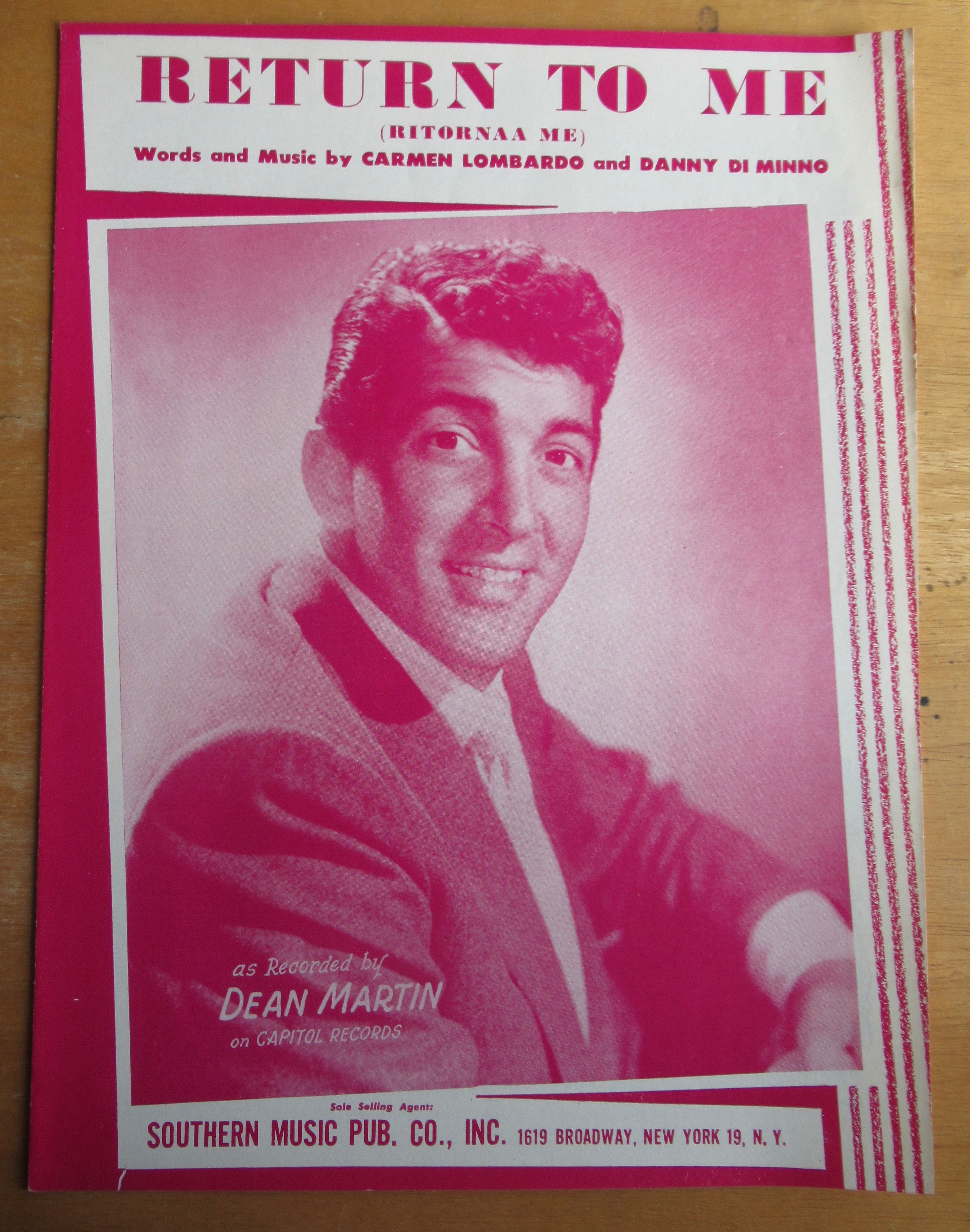 Sheet Music For 1957 Return To Me (Ritornaa Me)