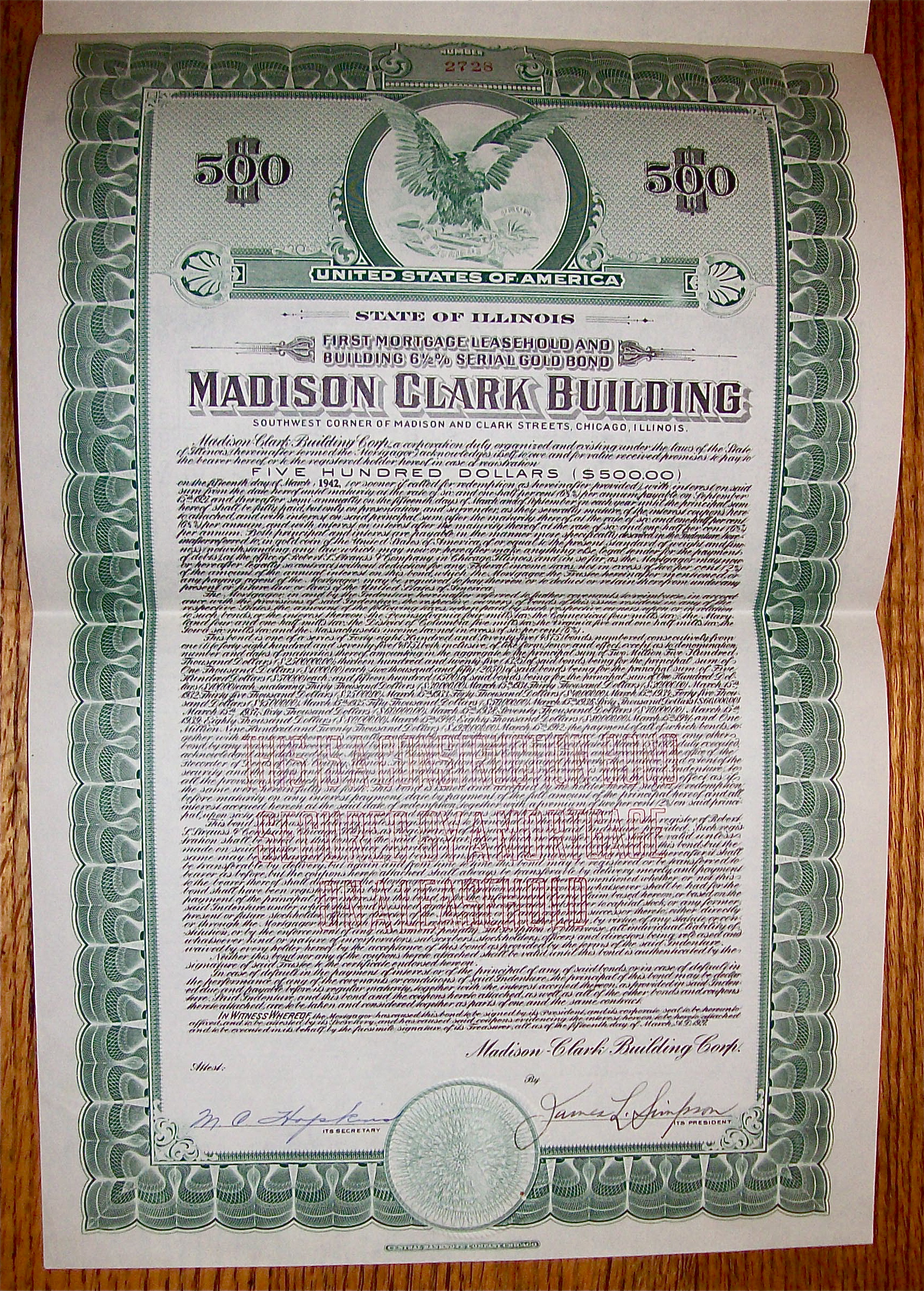 1942 Madison Clark Building Gold Bond