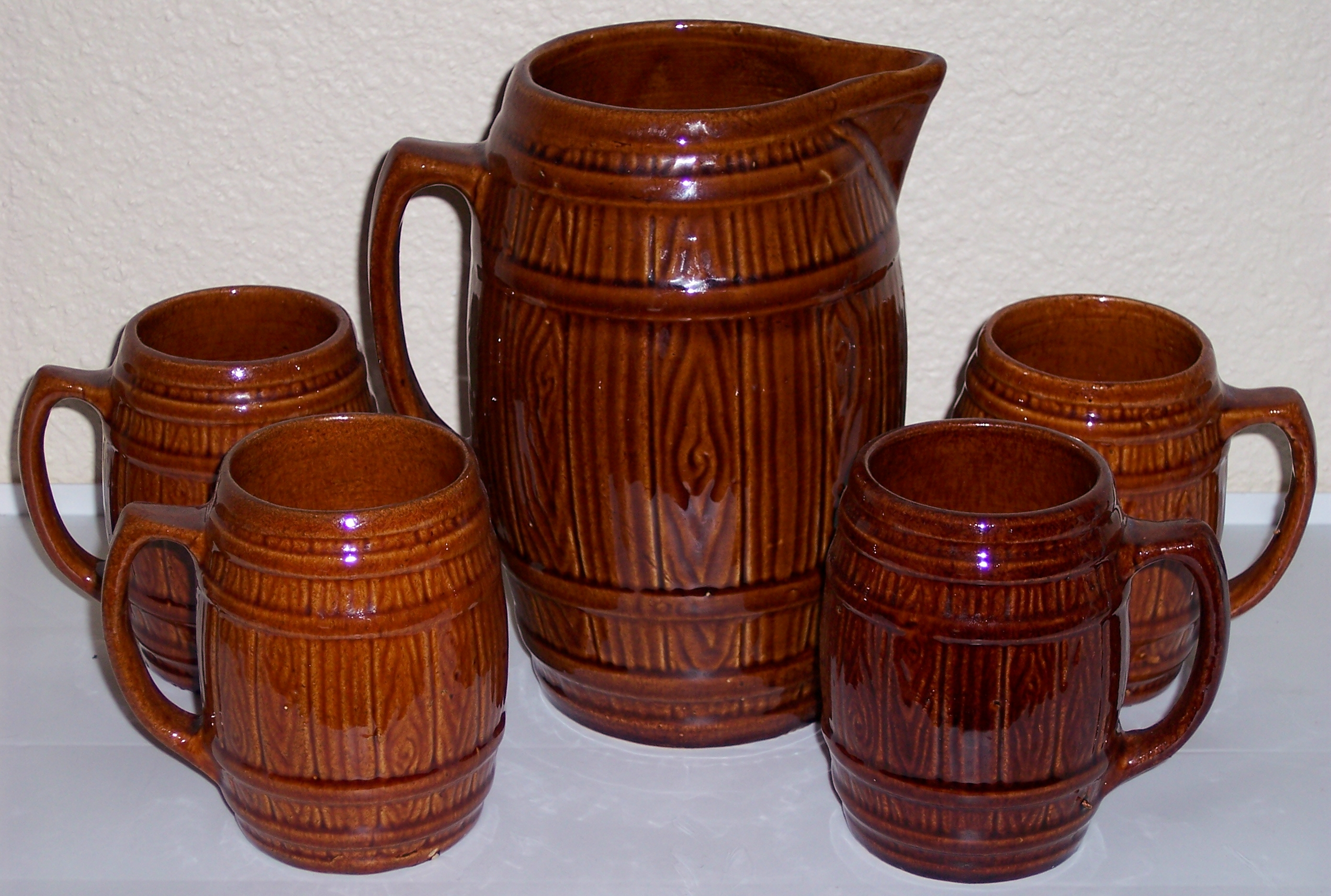American Art Pottery Brown Pitcher And Mug Set!