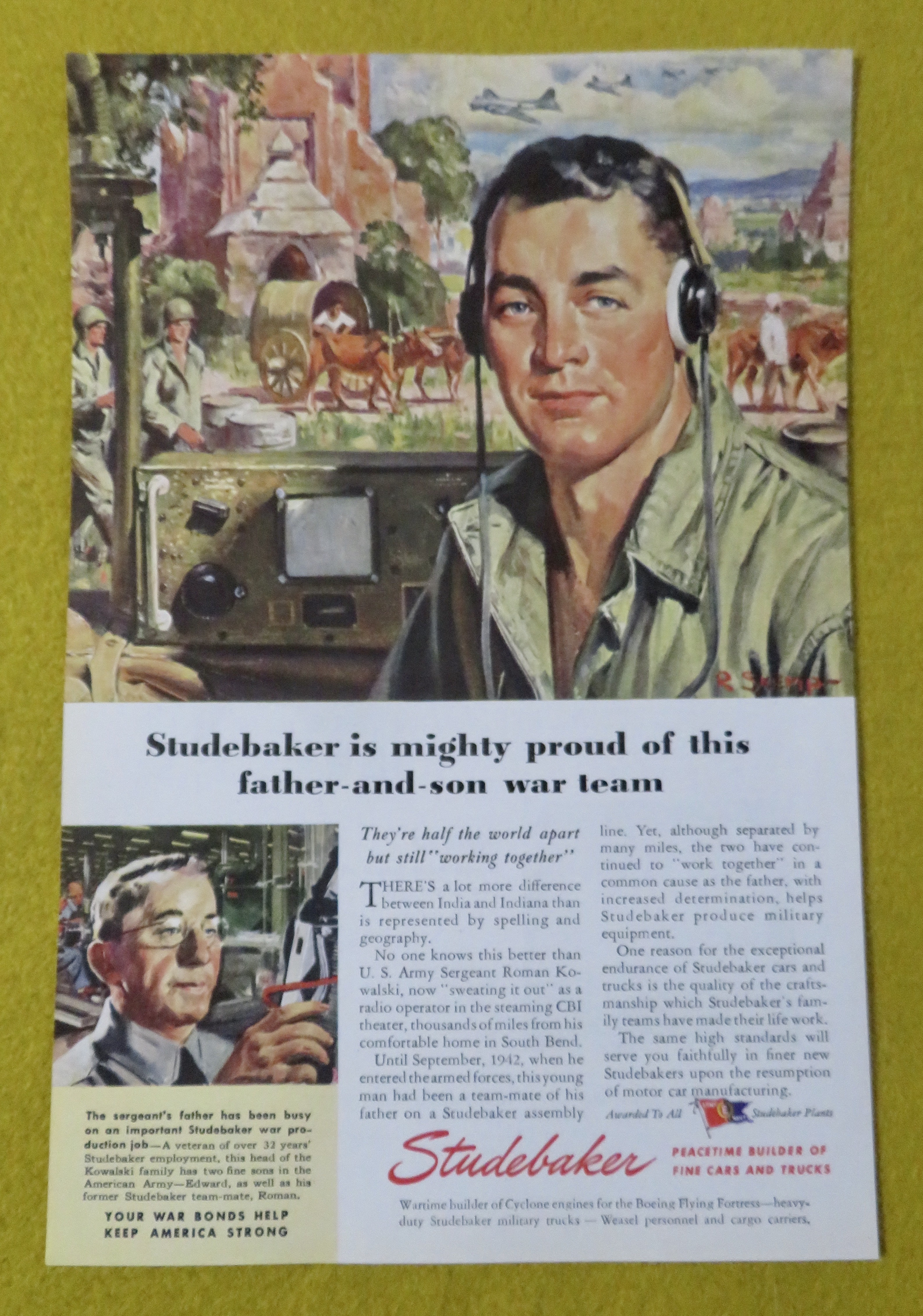 1945 Studebaker with Soldier On A Radio