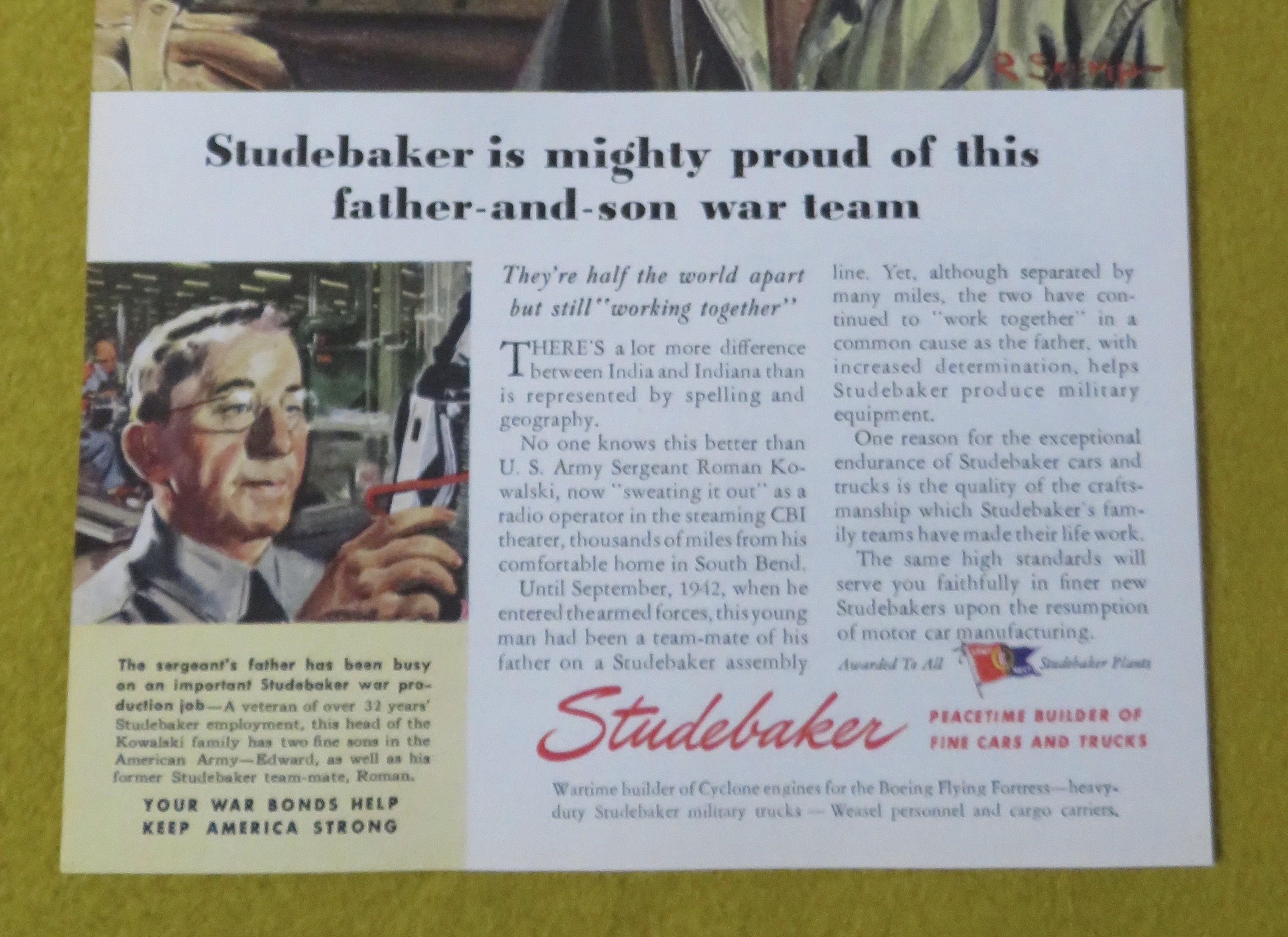 1945 Studebaker with Soldier On A Radio