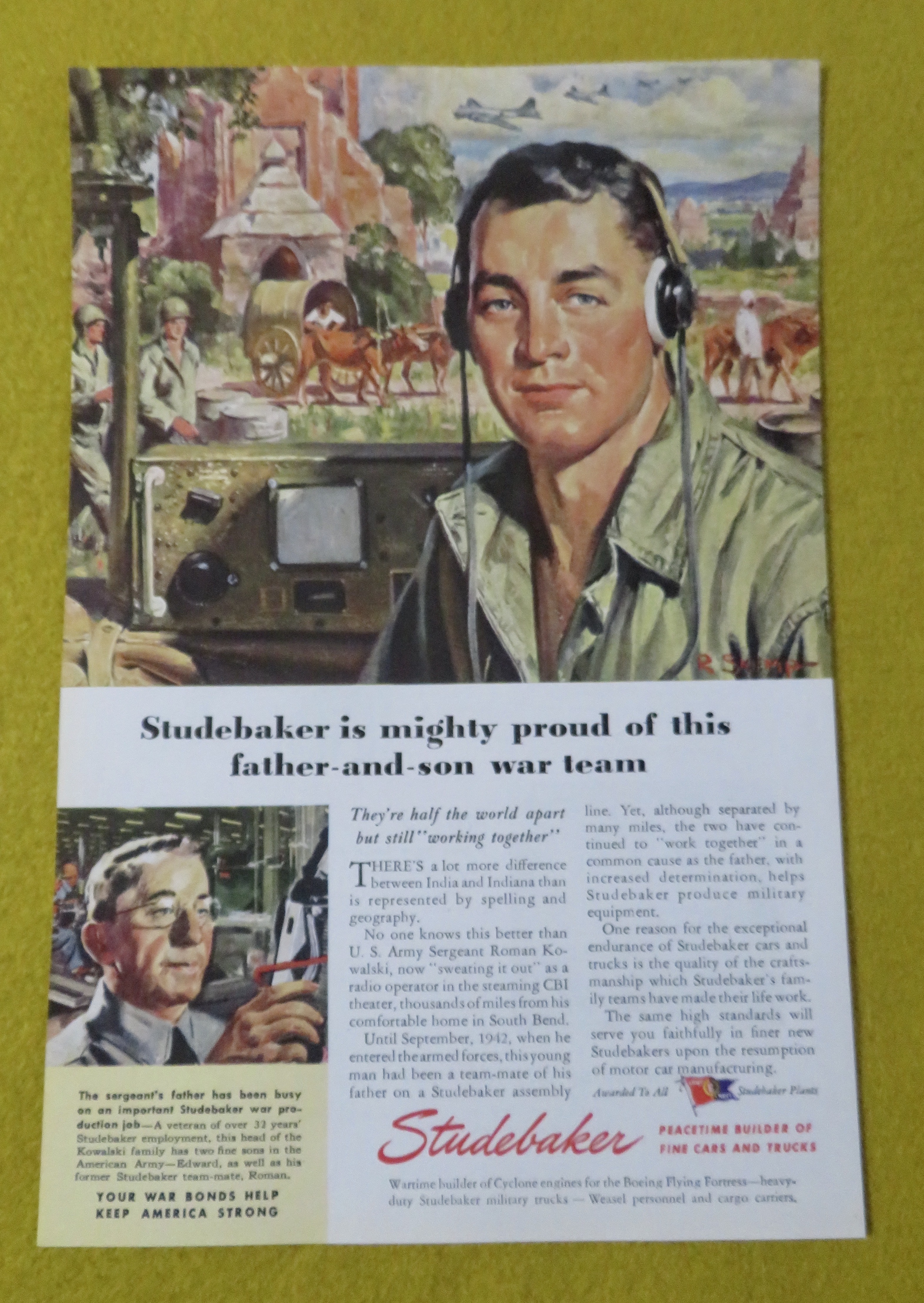1945 Studebaker with Soldier On A Radio