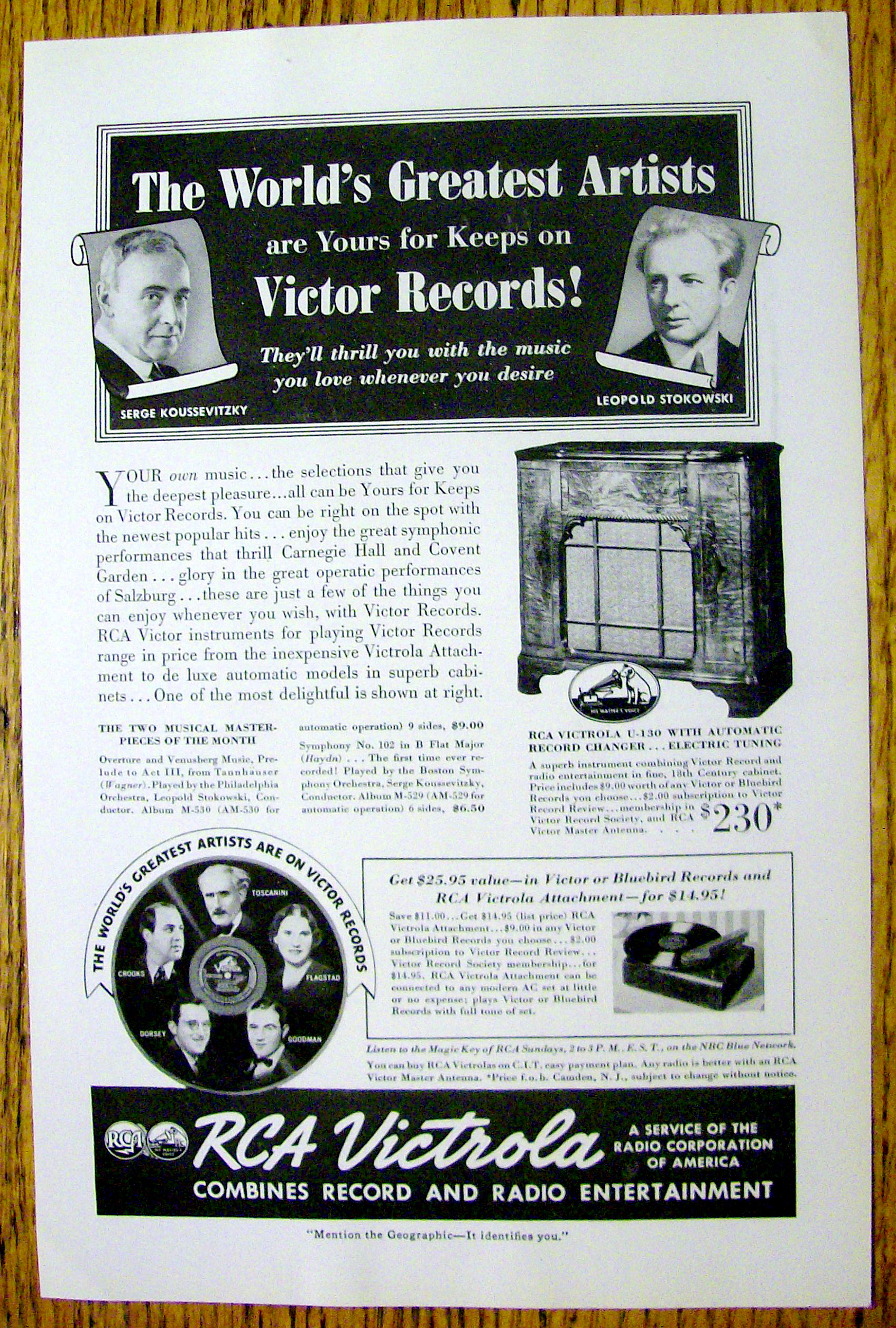 1939 RCA Victrola with Stokowski & Koussevitzky