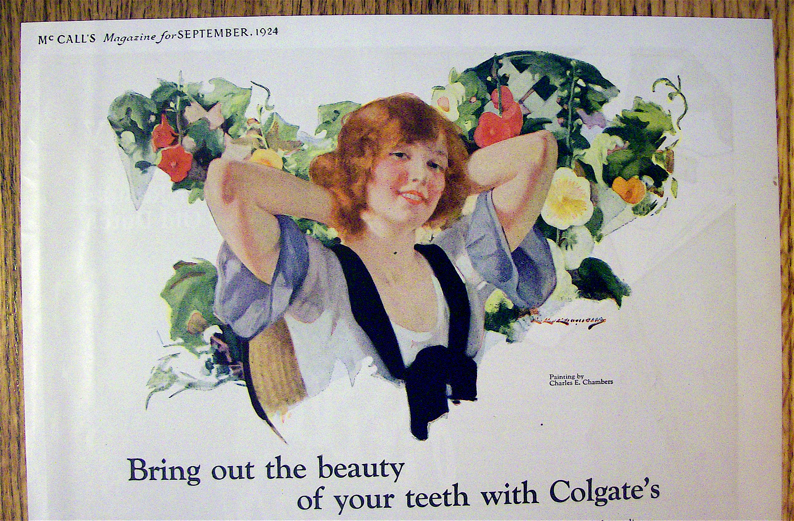 1924 Colgate Dental Cream w/Woman Smiling By Chambers