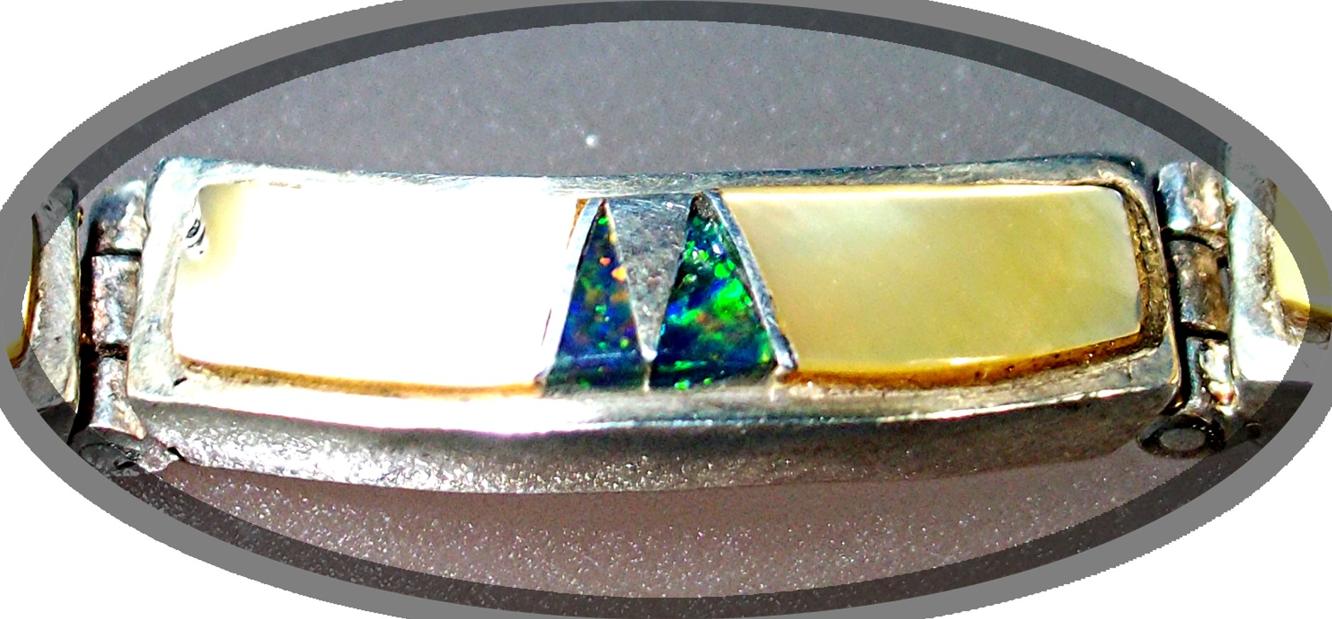 CALVIN BEGAY Opal Mother Pearl Sterling Silver Bracelet