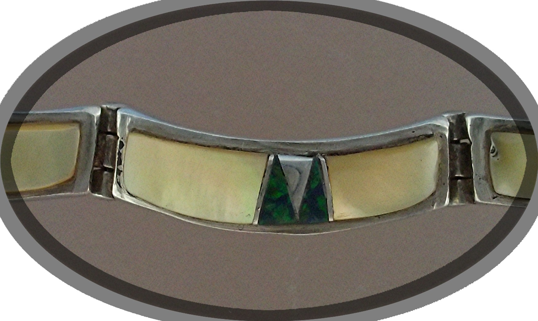 CALVIN BEGAY Opal Mother Pearl Sterling Silver Bracelet