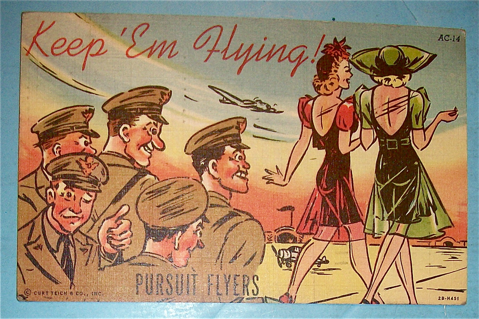 Soldiers Watching A Group Of Women Walk Postcard