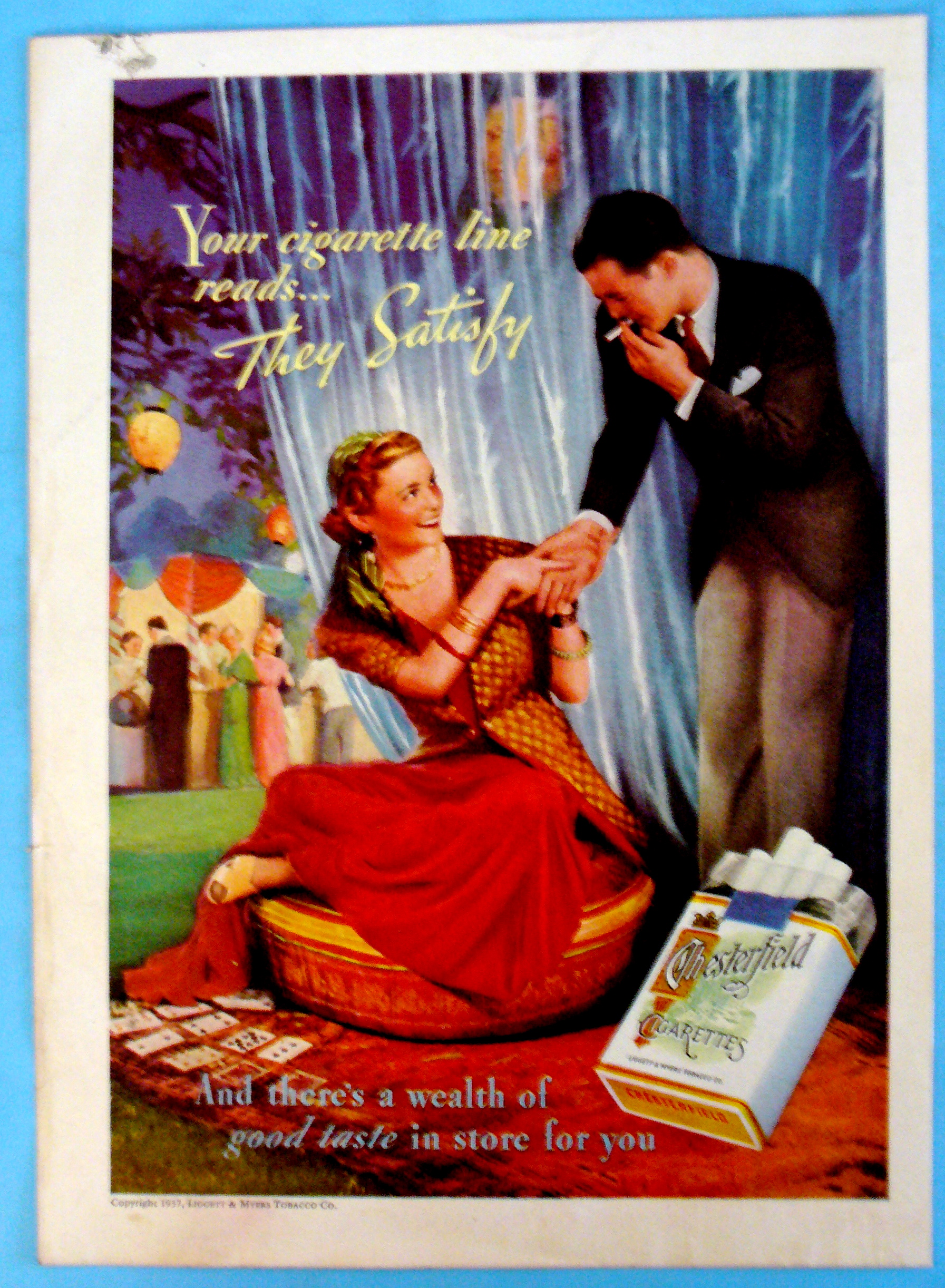 1937 Chesterfield Cigarettes with Man & Woman Smoking