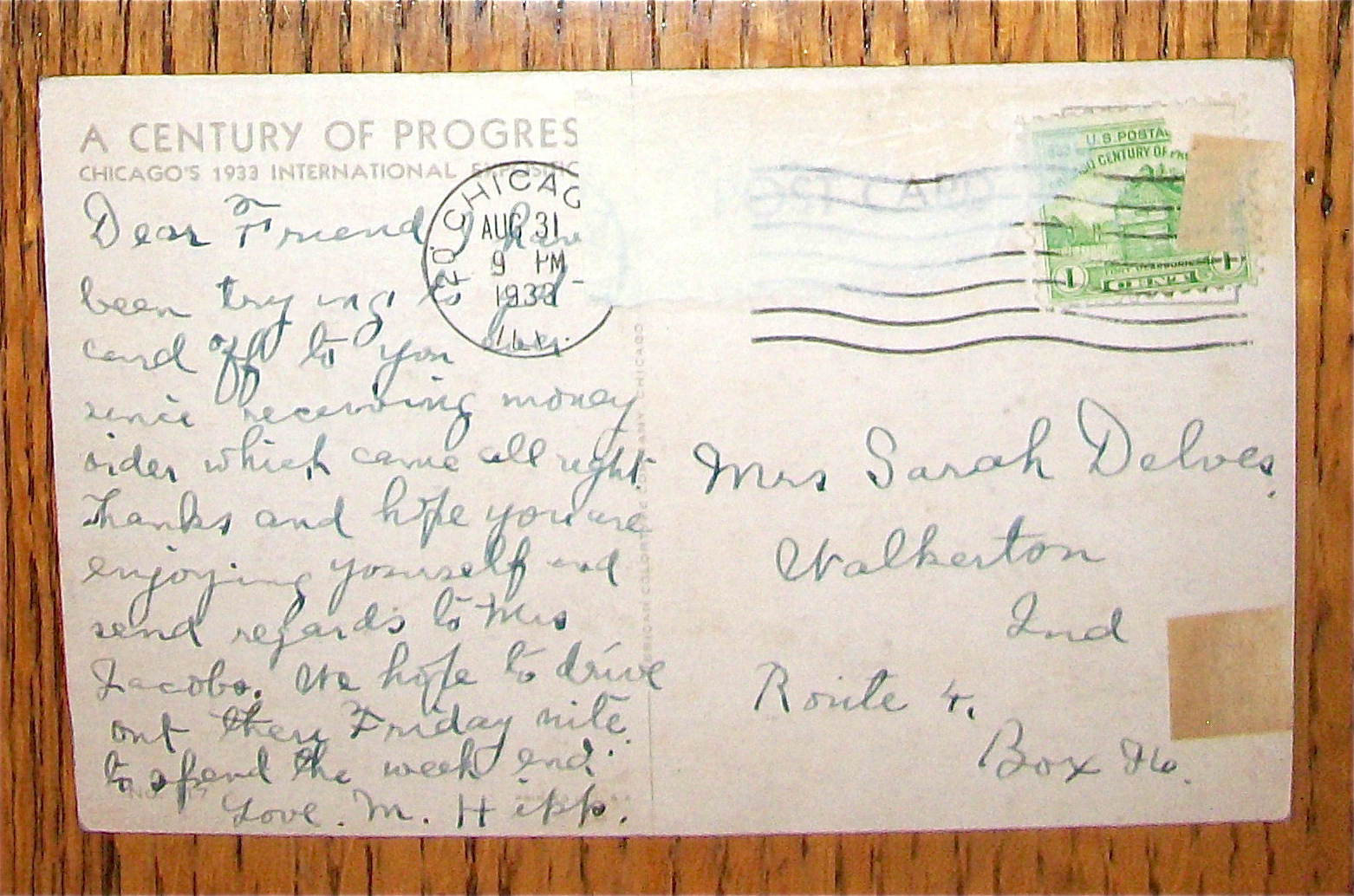 Postcard of The Lincoln Group (1933 Chicago Fair)