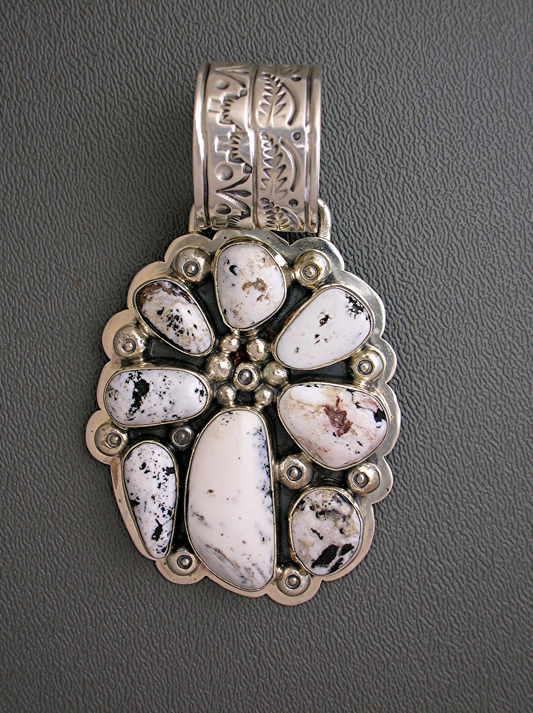 Navajo White Buffalo Sterling Silver Pendant G. Secater