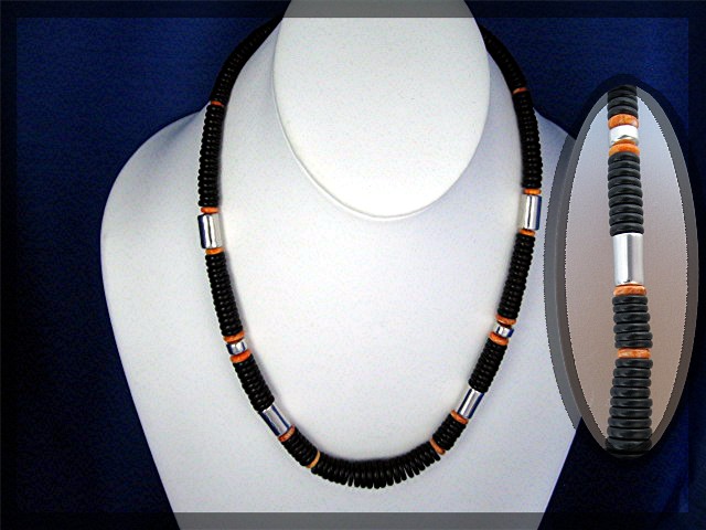 Danto Domingo Jet Spiny Oyster Sterling Silver Necklace