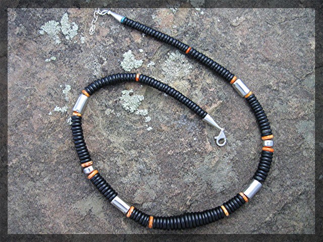 Danto Domingo Jet Spiny Oyster Sterling Silver Necklace