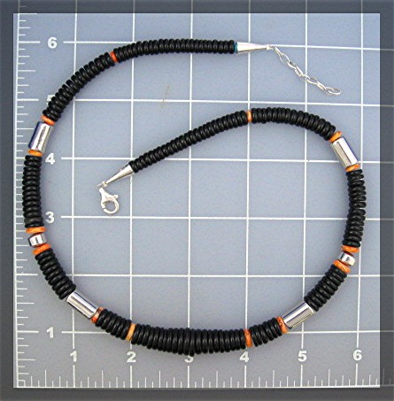 Danto Domingo Jet Spiny Oyster Sterling Silver Necklace