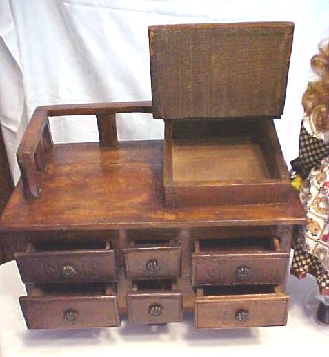 Folk Art Desk Miniature Wood Primitive Large Doll Size