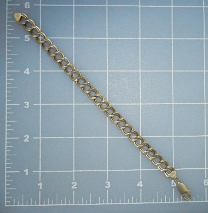 14K Gold Double Link Bracelet 7 1/2 Inches