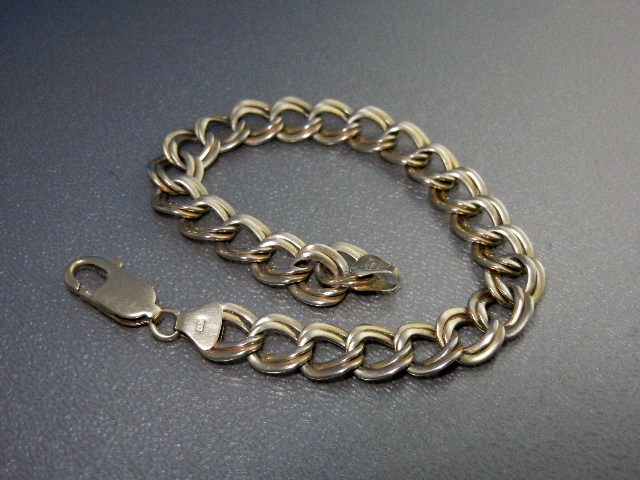 14K Gold Double Link Bracelet 7 1/2 Inches
