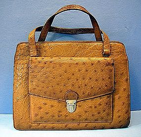Ostrich Genuine Leather  50s 60s Handbag
