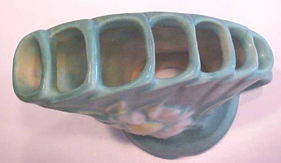 Roseville Frog Peony 47-4 Ca 1940's Blue Green