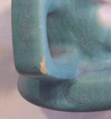 Roseville Frog Peony 47-4 Ca 1940's Blue Green