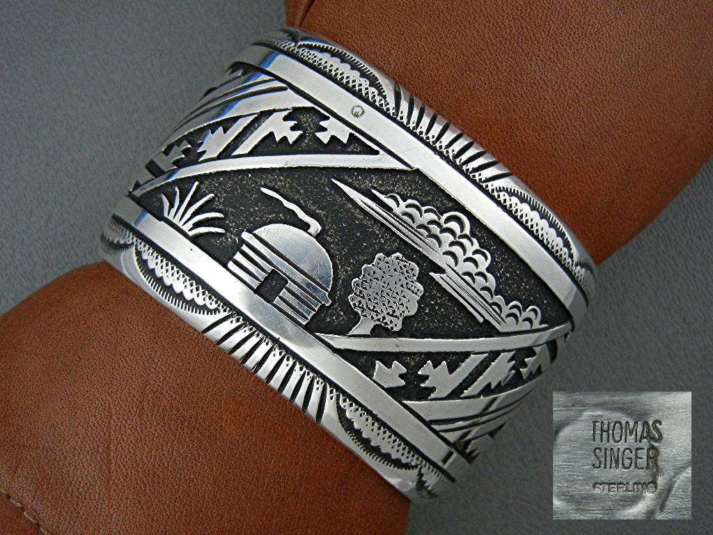 Navajo TOMMY SINGER Snr. Sterling Silver Storyteller Cu