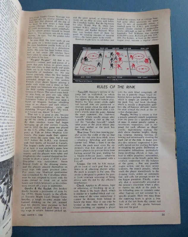 Time Magazine March 1, 1968 Chicago's Bobby Hull