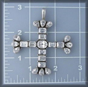 Natural White ZIRCON Sterling Silver Cross Pendant