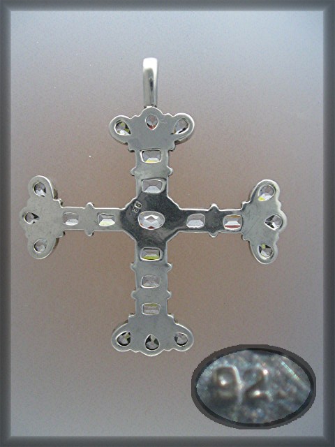 Natural White ZIRCON Sterling Silver Cross Pendant