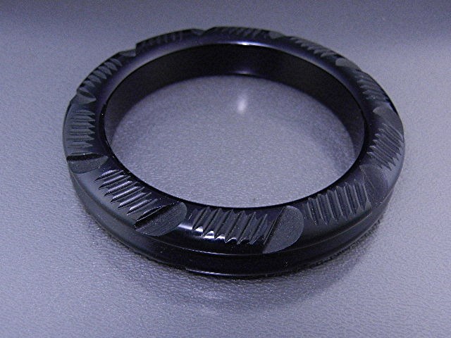 Bakelite Black Carved Bangle Bracelet