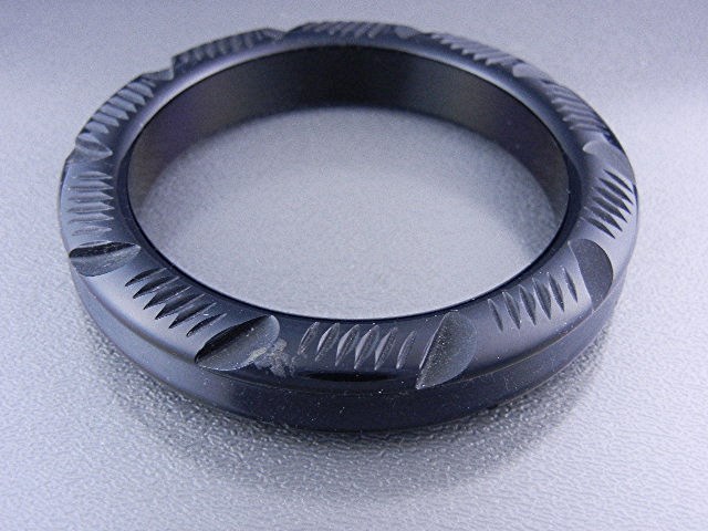 Bakelite Black Carved Bangle Bracelet