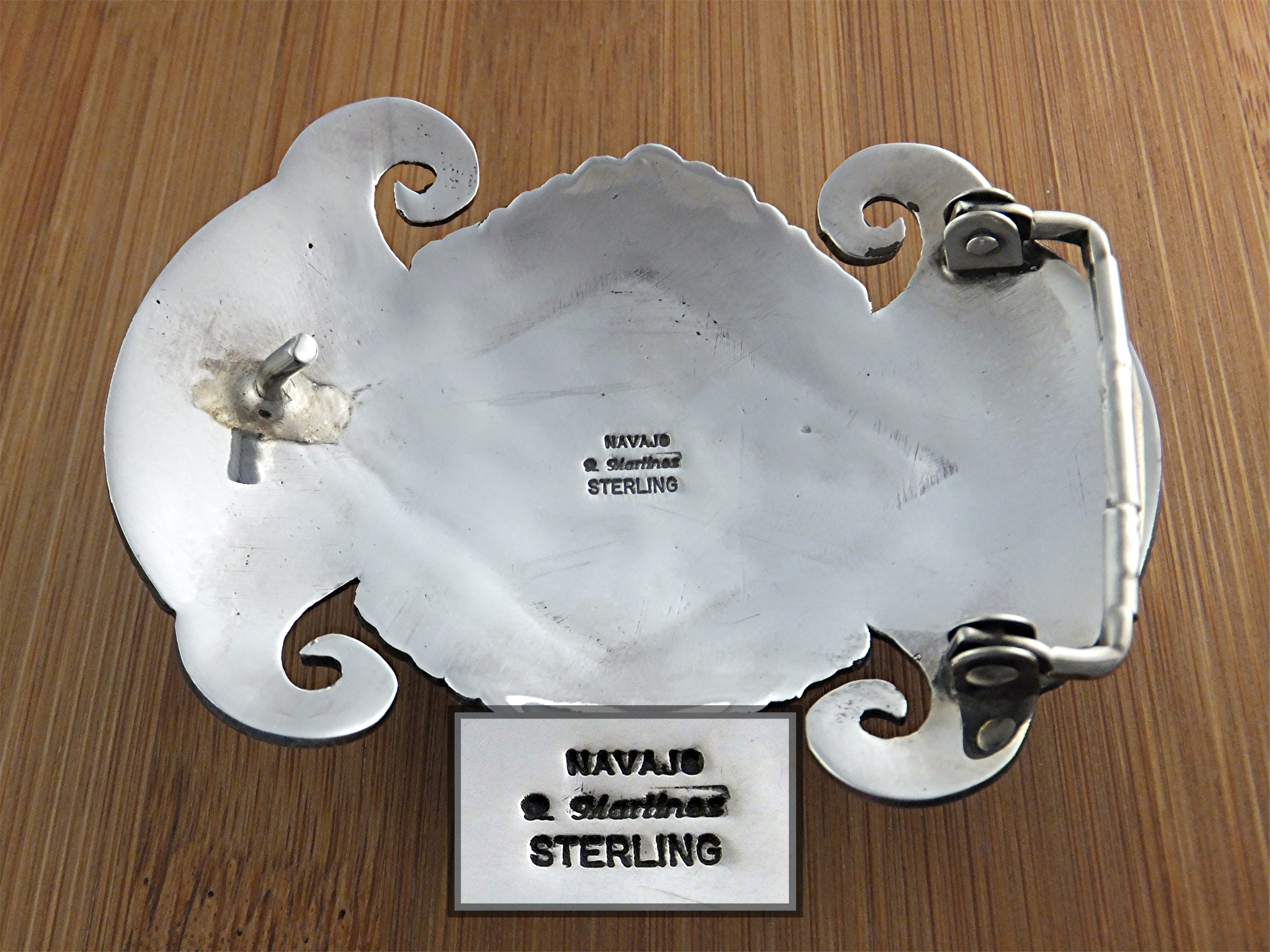 Rick Martinez Sterling Silver Turquoise Belt  Buckle