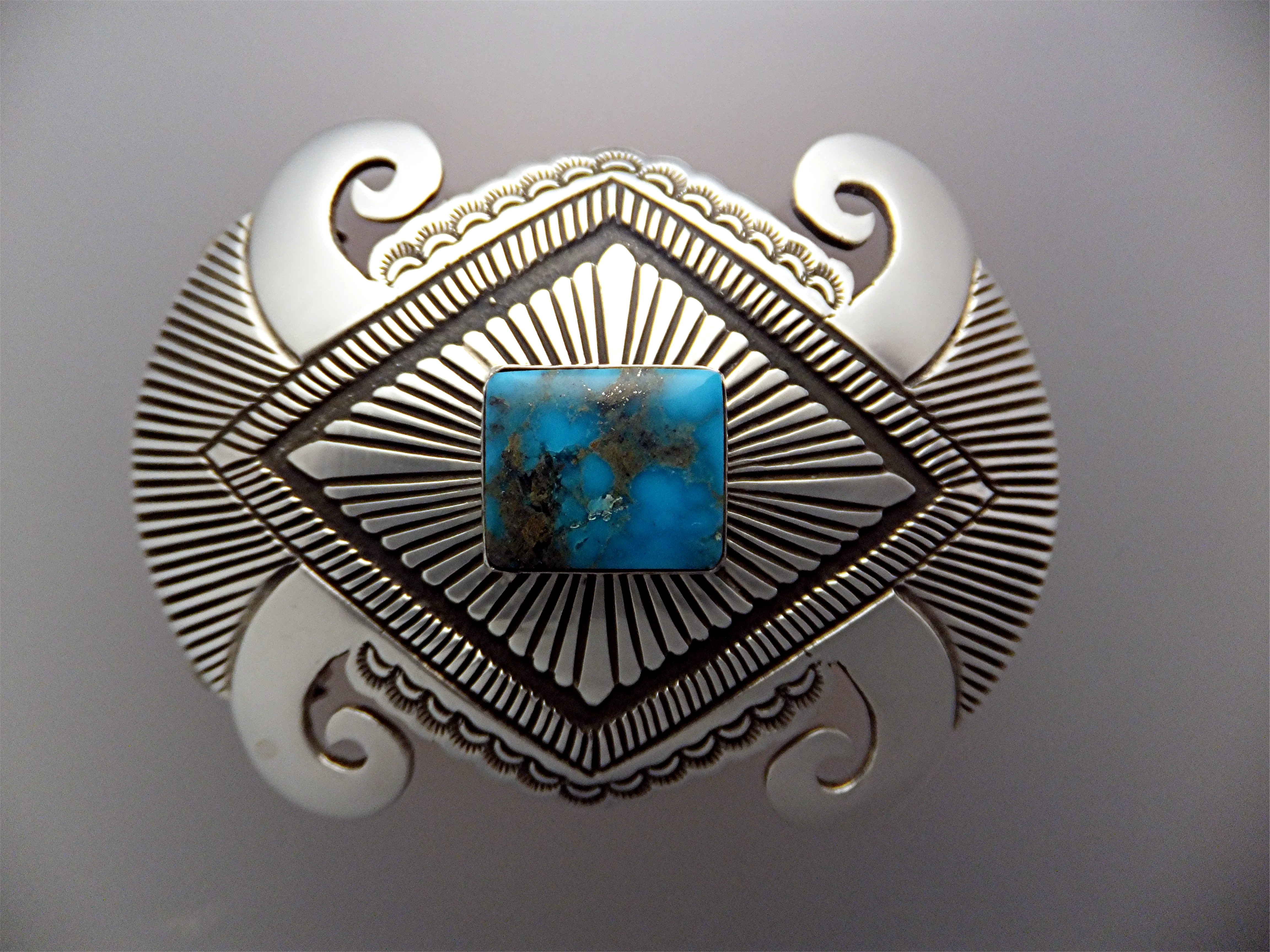 Rick Martinez Sterling Silver Turquoise Belt  Buckle