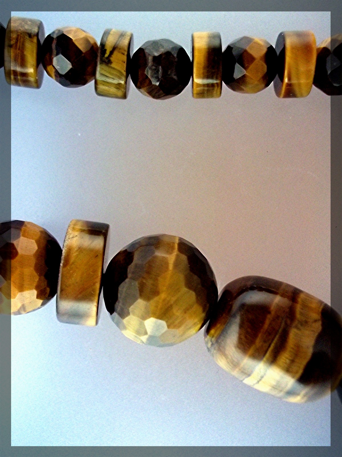 Necklace TigerEye Graduated Faceted Beads Sterling Silv