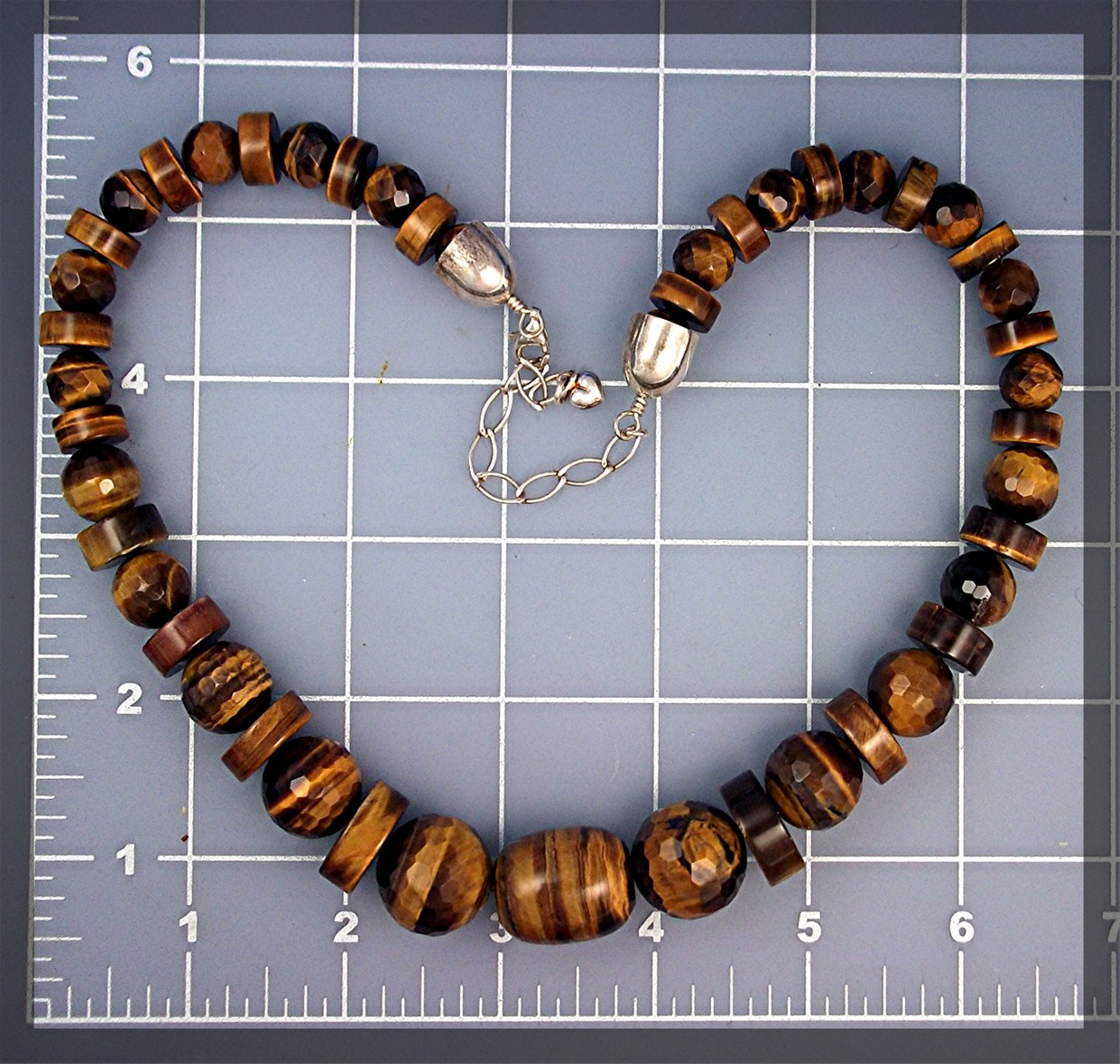 Necklace TigerEye Graduated Faceted Beads Sterling Silv