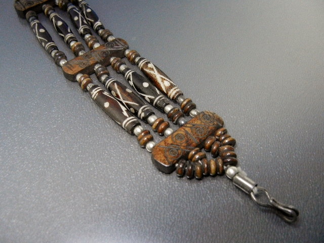Bone Wood Bracelet Silver Hook clasp