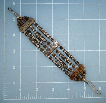 Bone Wood Bracelet Silver Hook clasp