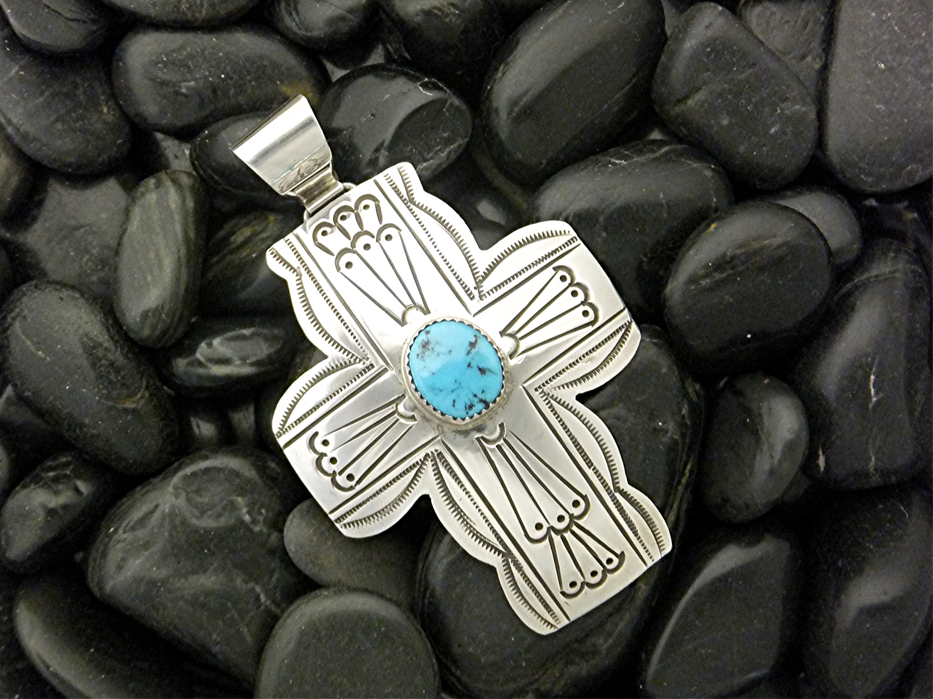 Carson Blackgoat Sterling Silver Turquoise Cross