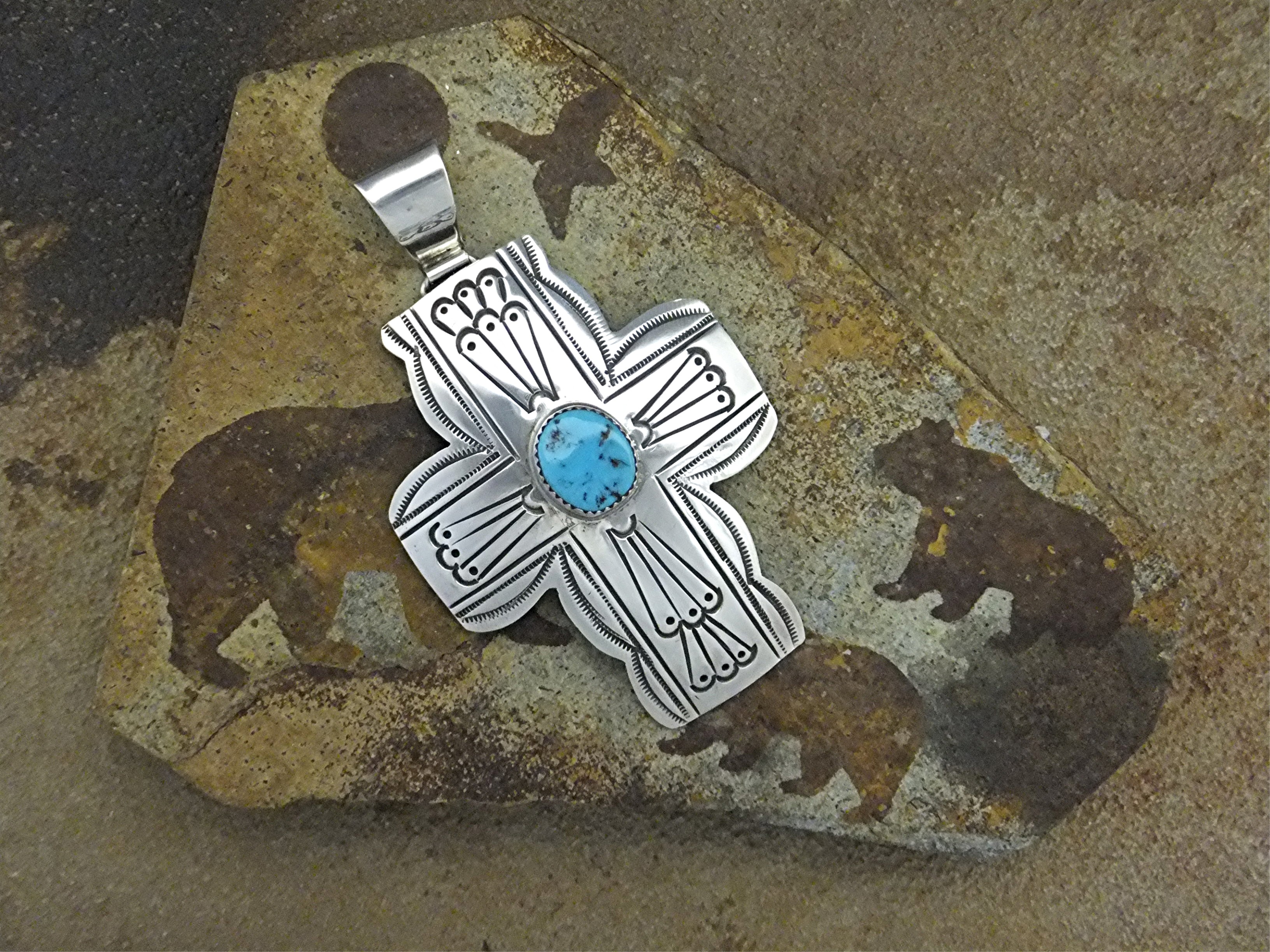 Carson Blackgoat Sterling Silver Turquoise Cross