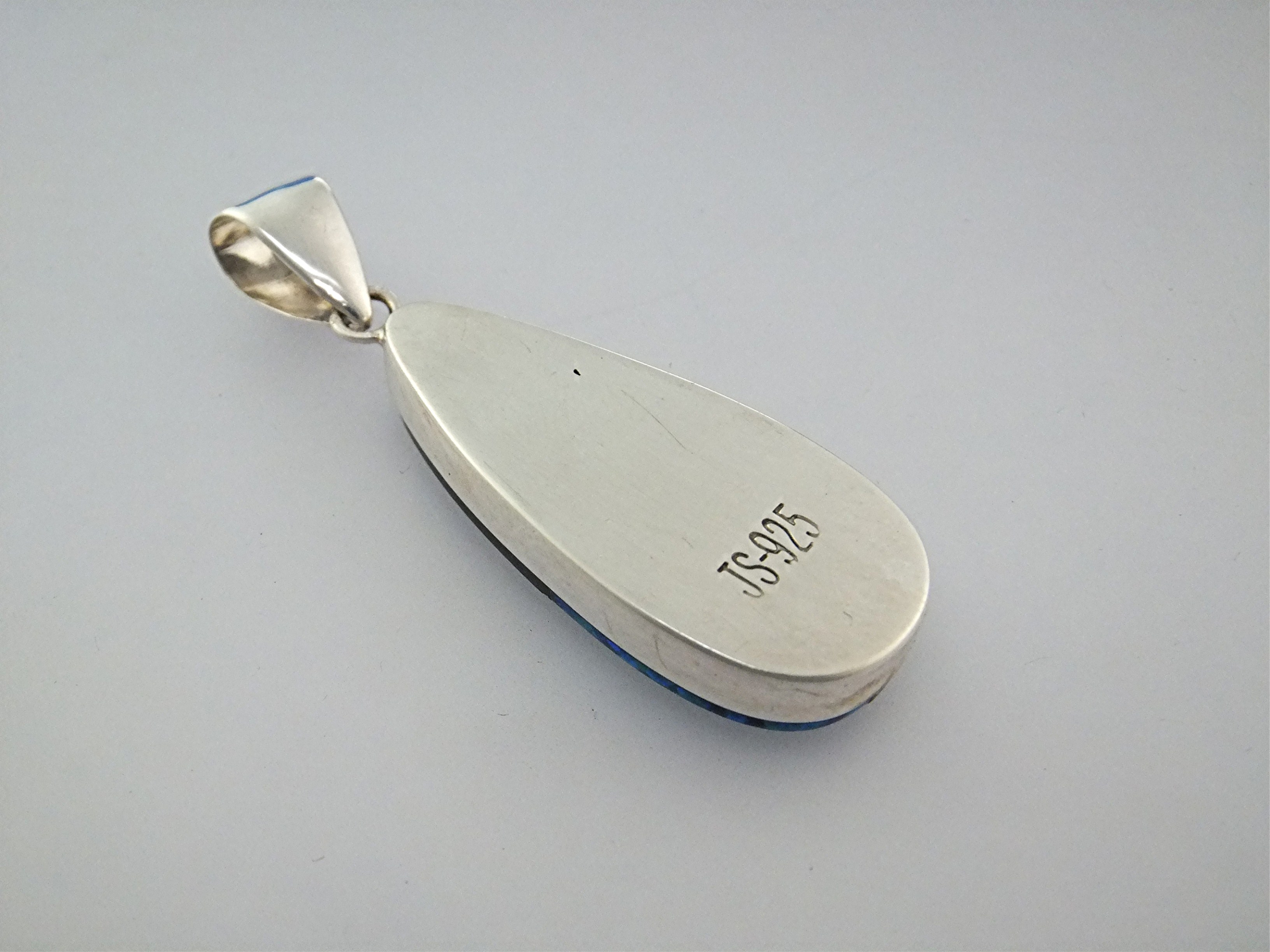 Pendant Sterling Silver Opal Onyx Signed T.S