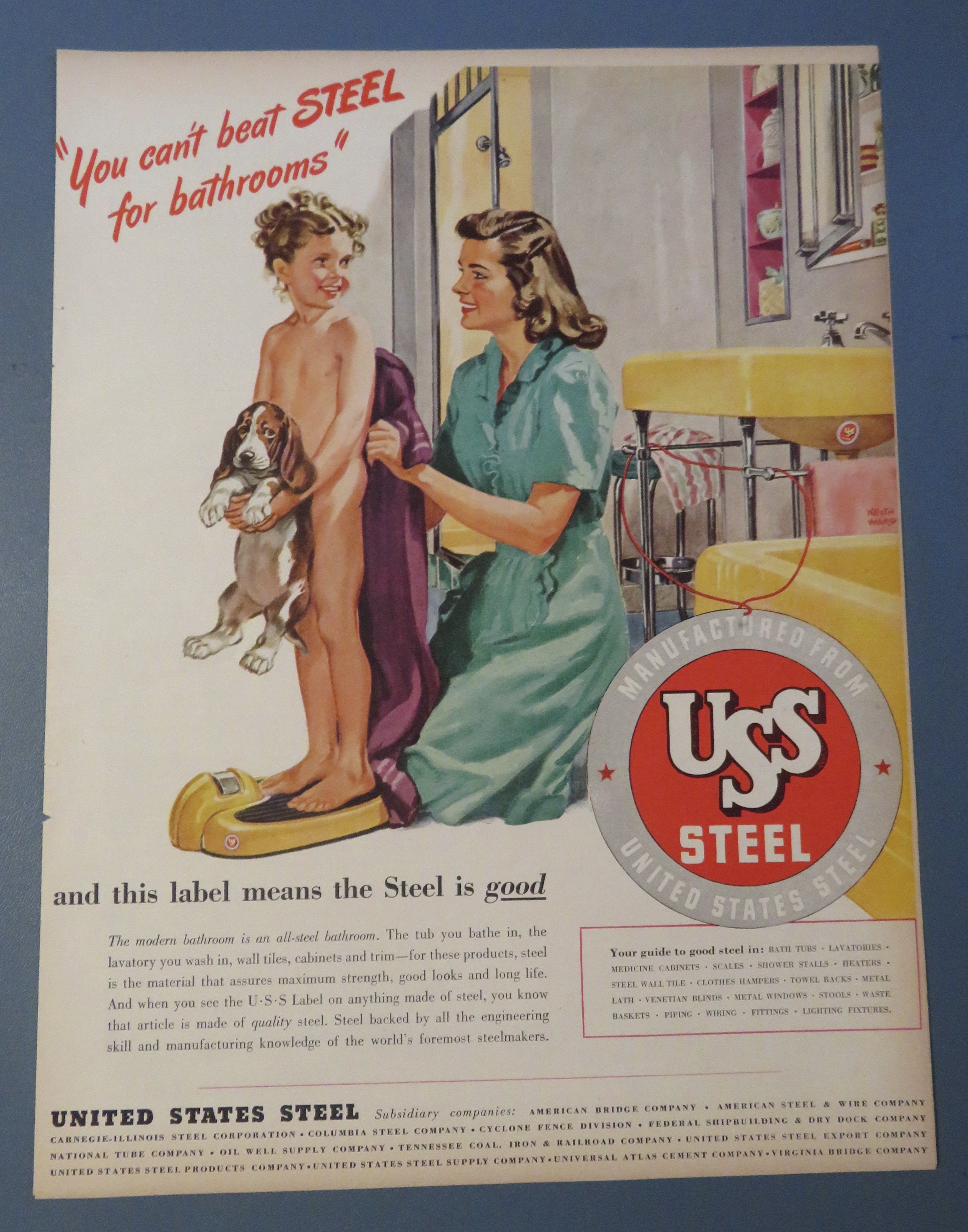 1946  USS  Steel with Woman Drying Child With Towel