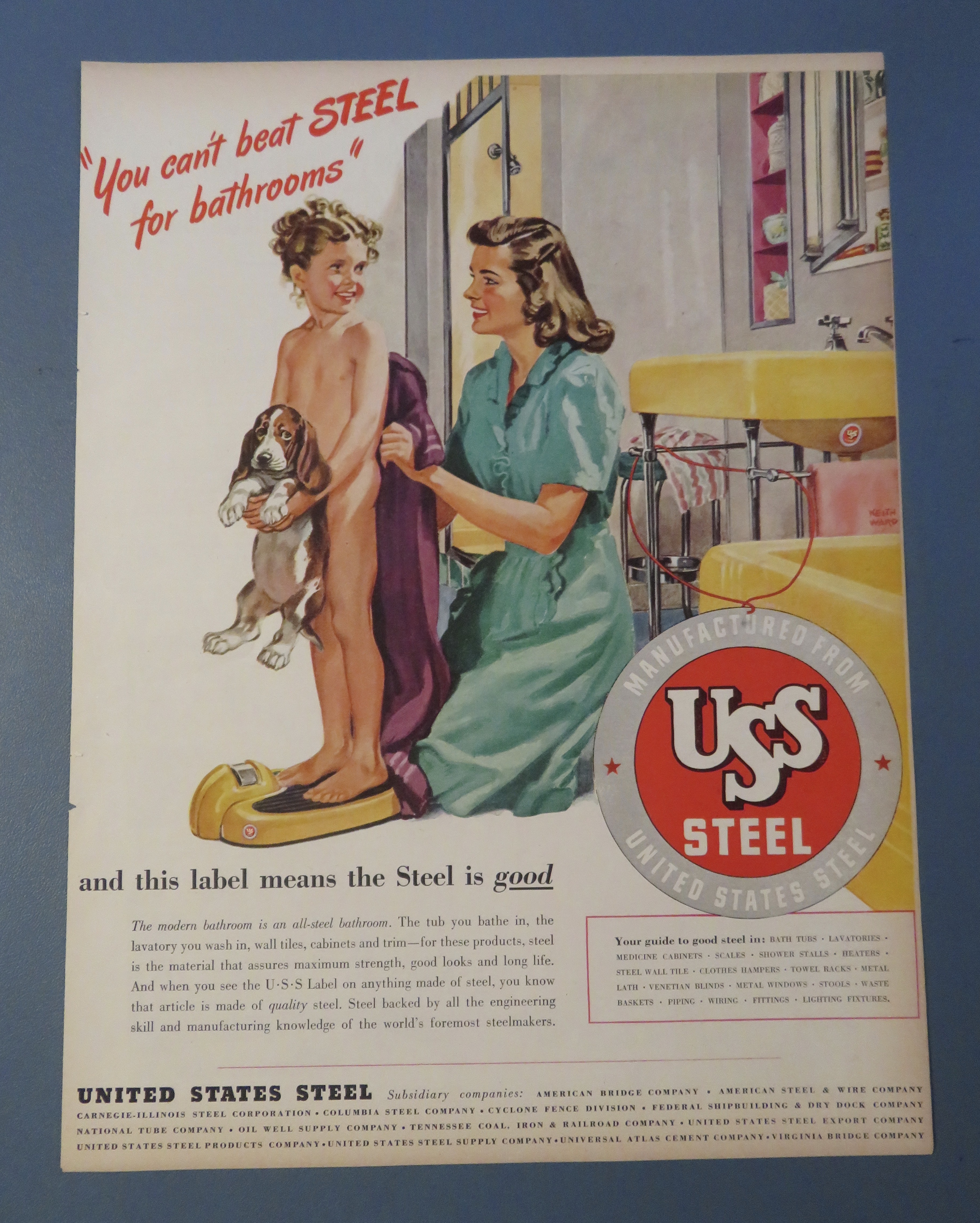 1946  USS  Steel with Woman Drying Child With Towel