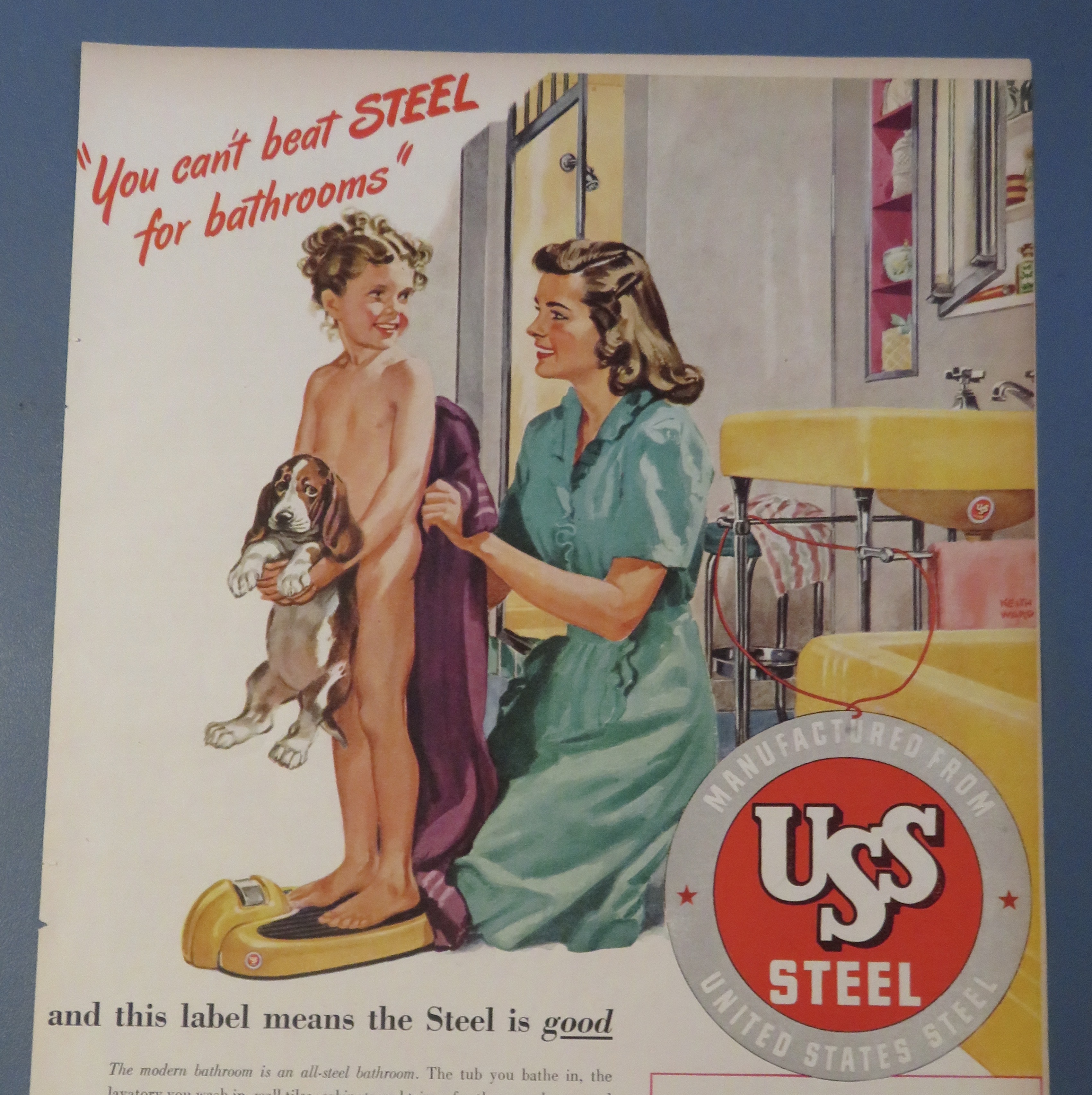 1946  USS  Steel with Woman Drying Child With Towel