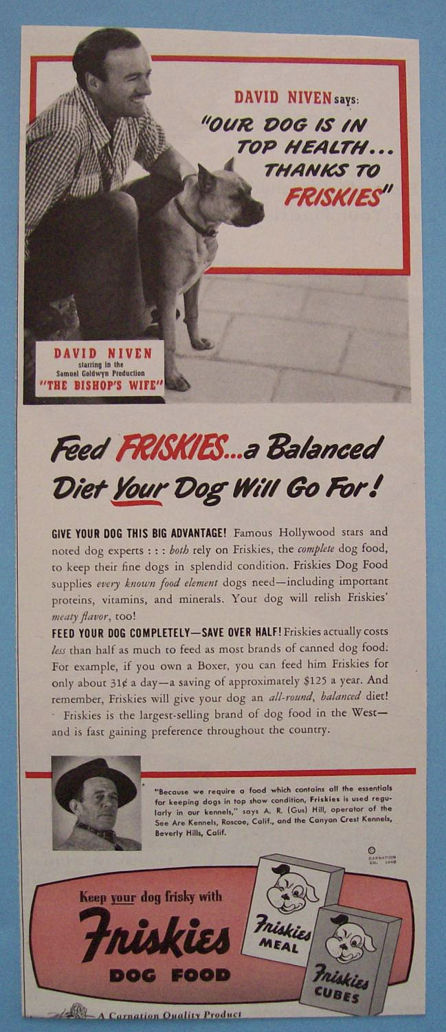 1948 Friskies Dog Food w/David Niven-The Bishop's Wife