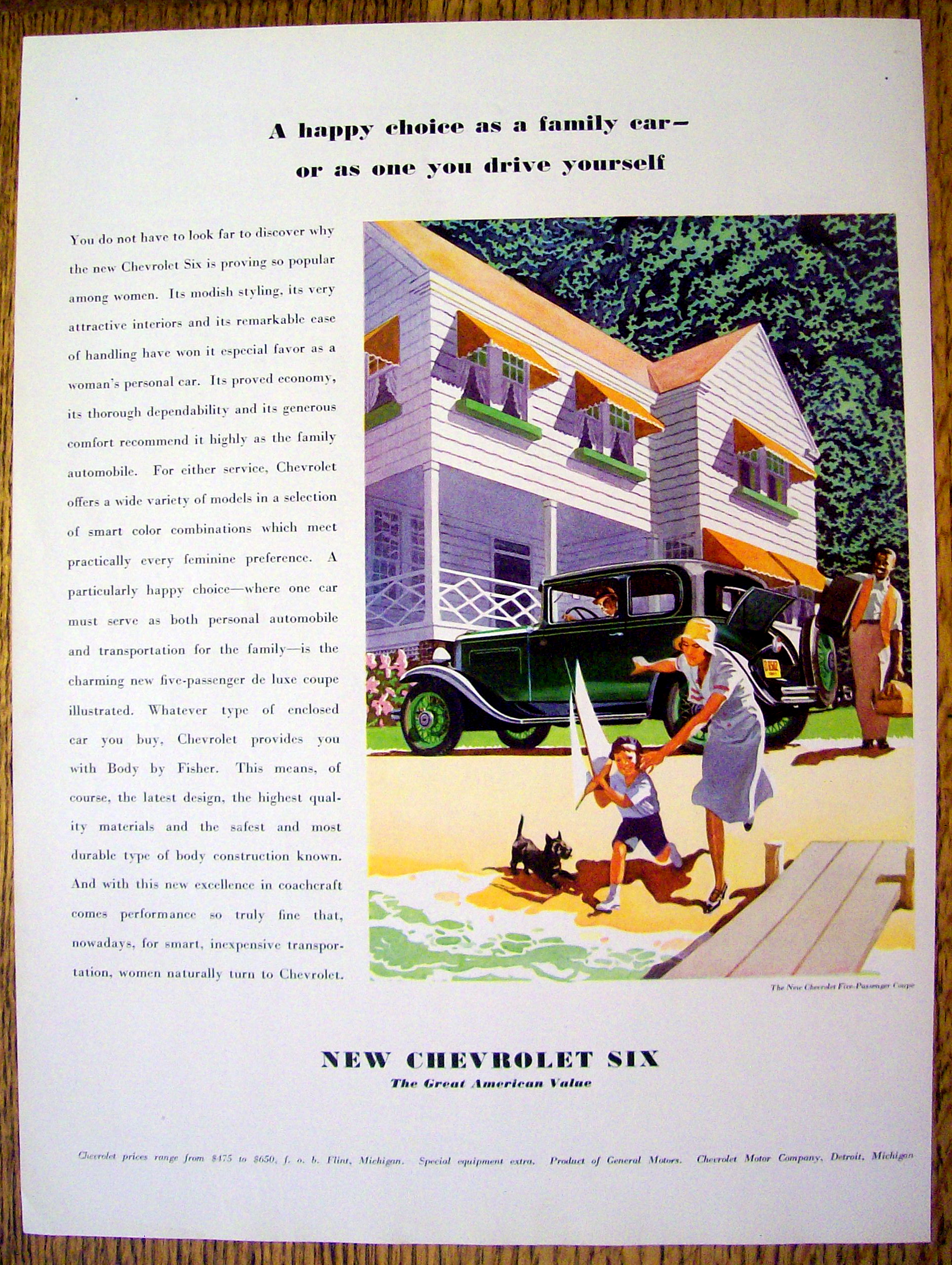 1931 Chevrolet Six with Woman Chasing Boy