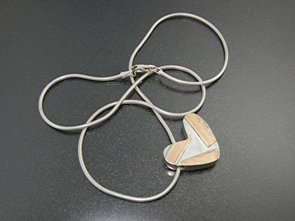 Necklace 14K Gold Sterling Silver Heart Richard Lyndsay